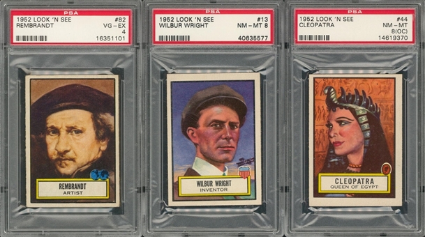 1952 Topps "Look n See" PSA-Graded Trio (3 Different) Including Rembrandt